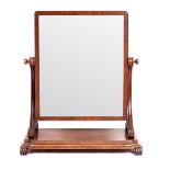 A William IV dressing table mirror with rectangular plate and curved supports, on platform base,