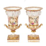 A pair of Swansea spill vases, circa 1820,