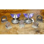 Three Edwardian silver menu holders, London 1906,