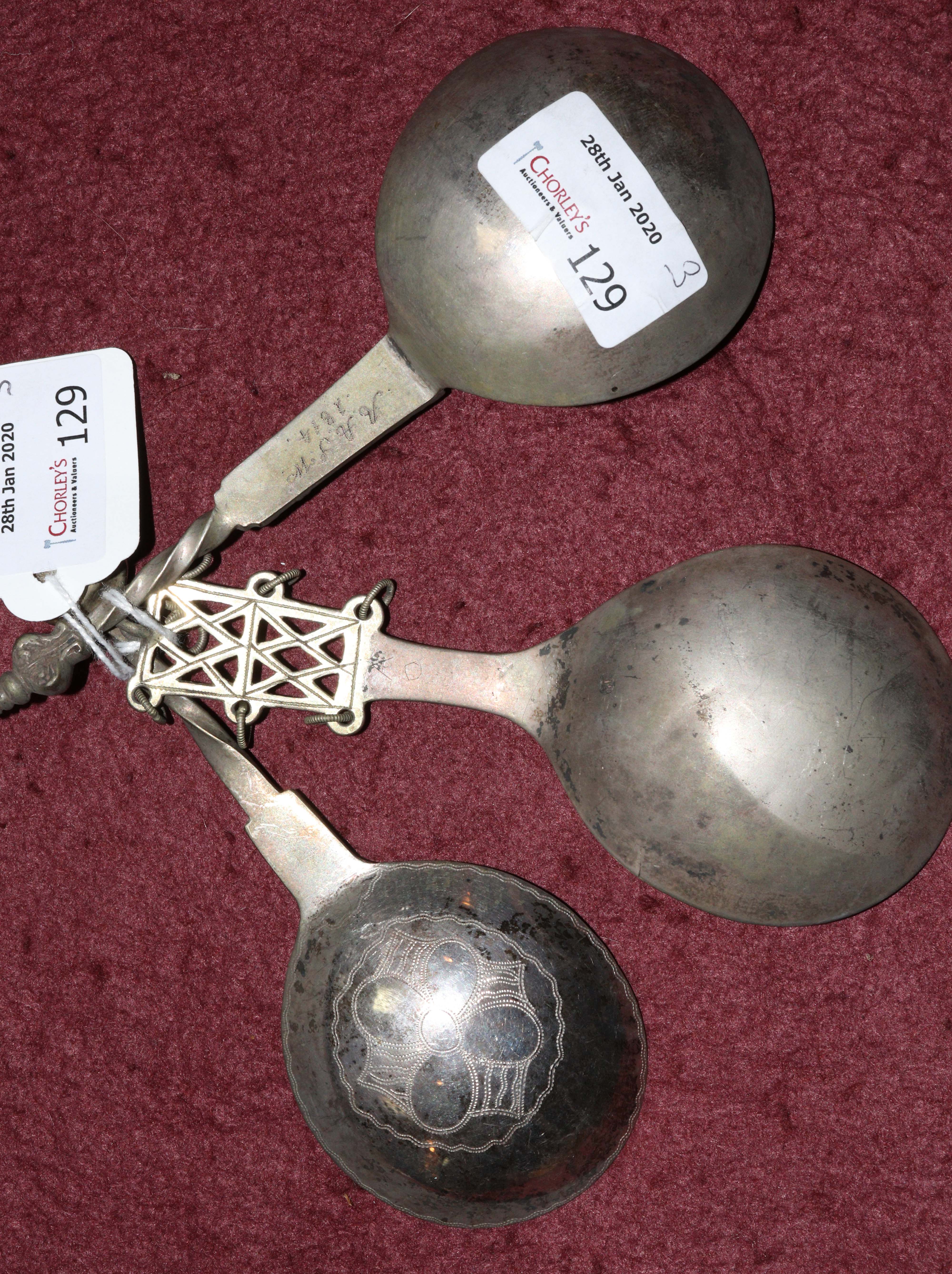 Three Norwegian spoons one HP Blytt of Bergen, circa 1750, the other two circa 1800, - Image 3 of 5