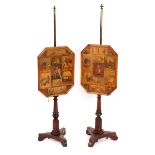 A pair of William IV simulated rosewood pole screens,