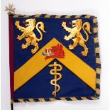 A flag bearing an armorial, with fringed edges, possibly for a High Sheriff,