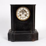 A Brocot mantel clock, in black slate case, 32.