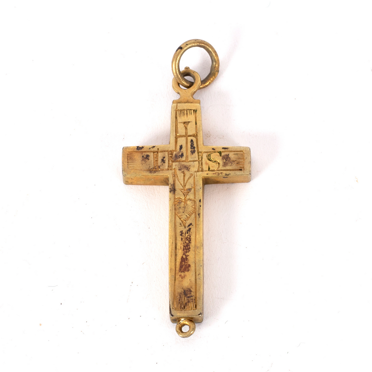 A pendant cross, French or English, circa 1700, probably gilt copper,