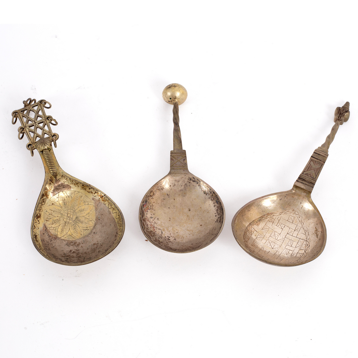 Three Norwegian spoons one HP Blytt of Bergen, circa 1750, the other two circa 1800,