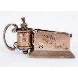 A late Victorian silver combination table lighter/cigar cutter, London 1899, rectangular,