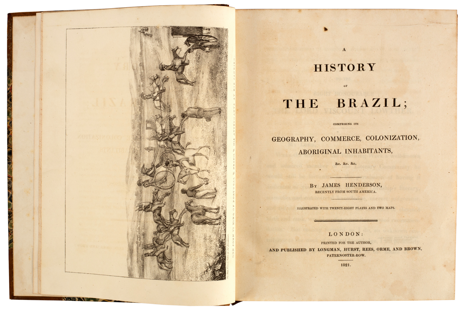 Henderson (James) A History of the Brazil, 1821. 4to., cont. half mottled calf.