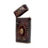 A George III rectangular tortoiseshell case, with silver mounts and piqué point decoration,