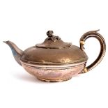 A Victorian silver teapot, Charles Fox, London 1837, of compressed circular form,