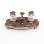 A small Dutch silver inkstand, circa 1880, oblong shaped,