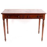 An early 19th Century mahogany side table, fitted two drawers on turned legs,