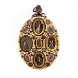 An oval reliquary ivory pendant, Italian or Spanish, early 18th century,