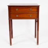 A George III mahogany side table, the moulded oblong top over two frieze drawers,