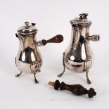 A near pair of French silver coffee pots, one possibly by J L A Leguay, Paris 1789,