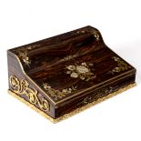 A Victorian coromandel, brass and mother-of-pearl inlaid writing slope, Turrill 250 Regent St,