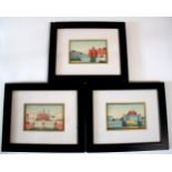 19th Century Company School/Three Studies of Indian Buildings/watercolour,