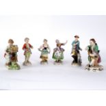 A collection of six 19th Century German figures in the 18th Century style,