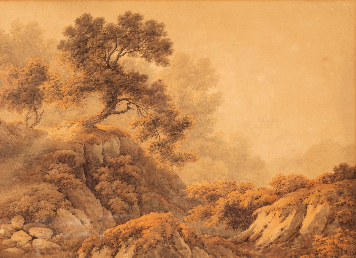 Follower of William Havell (1782-1857)/Rocky Wooded Landscape/watercolour,