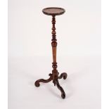 A Dutch marquetry candlestand, on turned column and tripod base,