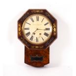 A Victorian walnut and brass inlaid drop dial clock, the painted dial signed Camerer Kuss & Co.