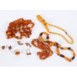 A quantity of amber bead necklaces,