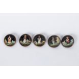 Five hand painted buttons depicting figures in Swiss national costume CONDITION REPORT:
