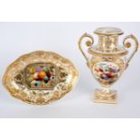 A Derby two-handled vase and a lobed oval dish, circa 1815-20,