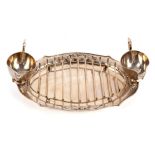 A Chinese export silver asparagus tray with sauce boats, Zee Sung, Shanghai,