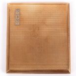 A 9ct gold cigarette case, Asprey, London, the cover initialled in silver GCS, 9.5cm x 8.