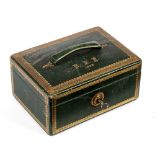 An Edwardian leather jewel box, W & J. Milne, Edinburgh, embossed in gilt D.K.H.