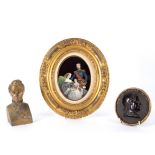 A collage depicting the Emperor Napoleon III, the Empress Consort Eugenie and their child, oval,