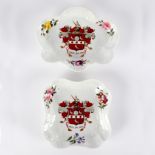 Two Chamberlain's Worcester armorial dishes, circa 1815, printed red marks,
