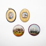 19th Century English School/HMS Victory/Kenilworth Castle/pair of circular eglomise miniatures