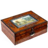 A Regency burr walnut workbox,