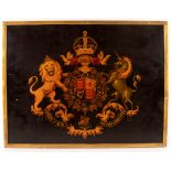 An armorial carriage painted panel of Arms,