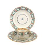 A Derby cup and saucer and two plates, circa 1790,