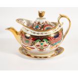 A Worcester (Flight Barr & Barr) Imari pattern oval teapot, cover and stand,