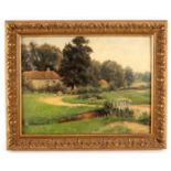 English School/Stanmore/inscribed and dated Aug 1916 verso/oil on board,