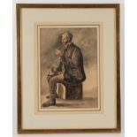 FHR/Man Smoking a Pipe/inscribed on reverse/watercolour,