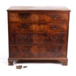 A George III mahogany chest of four long drawers, on bracket feet (one foot missing), 113.