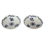 An unusual pair of Worcester blue and white junket dishes, circa 1770,