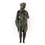 A Grand Tour style bronze figure of a standing female wearing a draped shawl, 12.