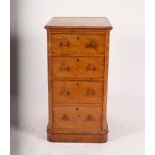 A Victorian satinwood plinth of four drawers, formally part of a sideboard,