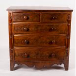 A Victorian mahogany bowfront chest of two short and three long drawers,