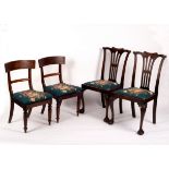 A pair of Regency mahogany dining chairs and a pair of splat back dining chairs,