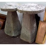 Two staddle stones with tops,