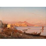19th Century Neapolitan School/Bay of Naples and Figures Dancing outside a Building/a pair,
