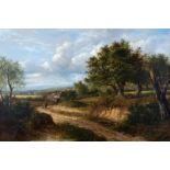 Joseph Thors (Dutch 1835-1884)/Figures Walking Along a Lane, Yorkshire/signed/oil on canvas,