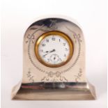 An Edwardian silver cased bedside clock, Birmingham, date marks rubbed,