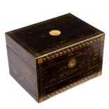 A Victorian coromandel and brass inlaid travel dressing case,